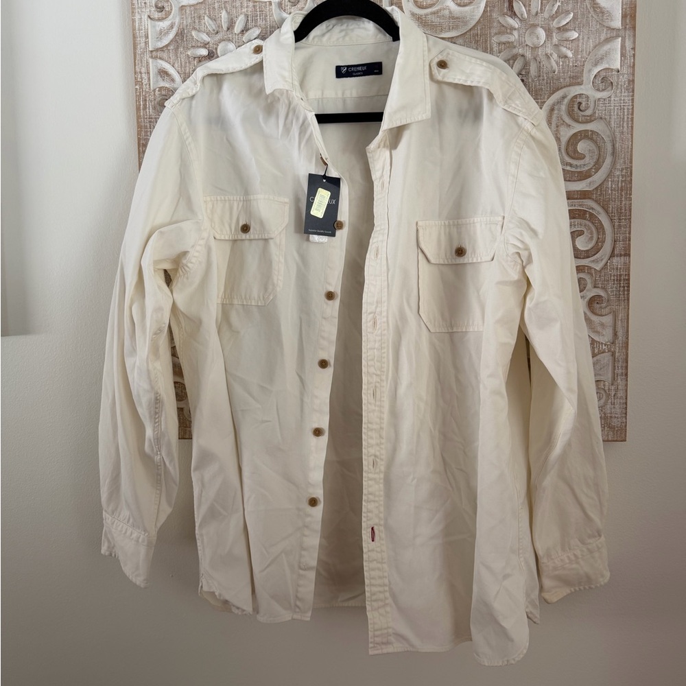 Men's Cream Button-Up Jacket/Shirt